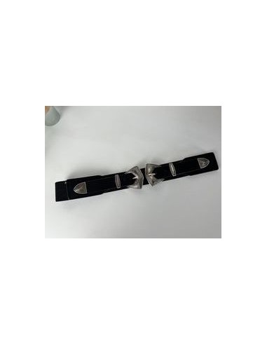 Ceinture élastique 2 boucles noire