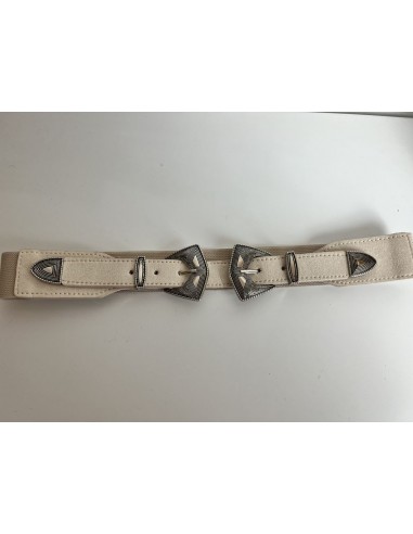 Ceinture élastique 2 boucles beige