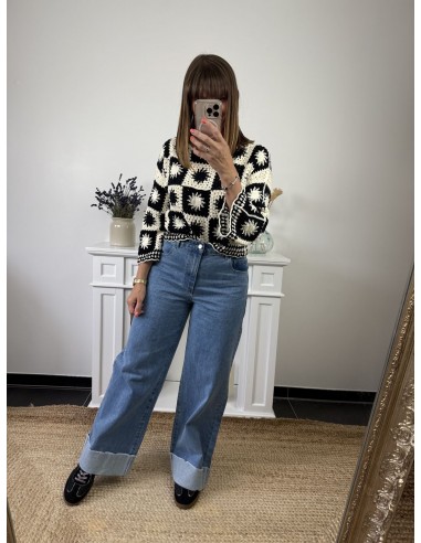 Pull Soleil noir et blanc