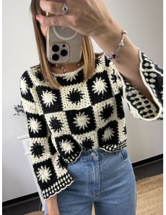 Pull Soleil noir et blanc