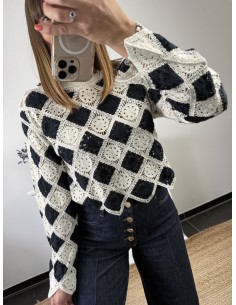 Pull Vanessa bleu et beige