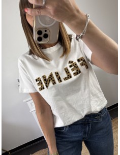 Tee shirt Féline blanc