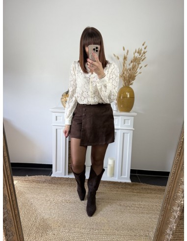 Jupe short suédine Romane café