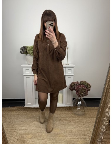 Robe en velours marron