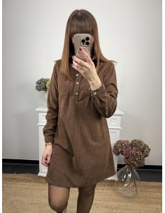 Robe en velours marron