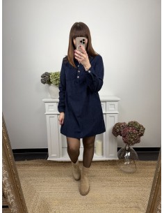 Robe en velours bleu marine