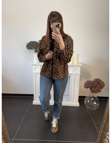 Chemise en velours léopard