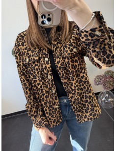 Chemise en velours léopard