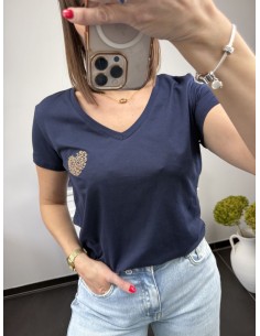 Tee shirt coeur marine