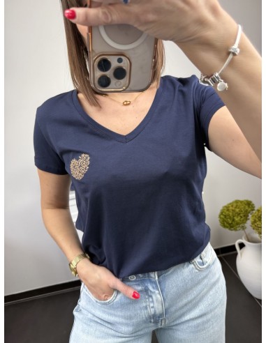 Tee shirt coeur marine