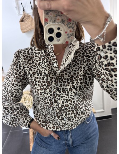 Blouse en gaz de coton léopard