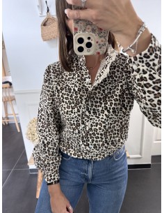 Blouse en gaz de coton léopard 2