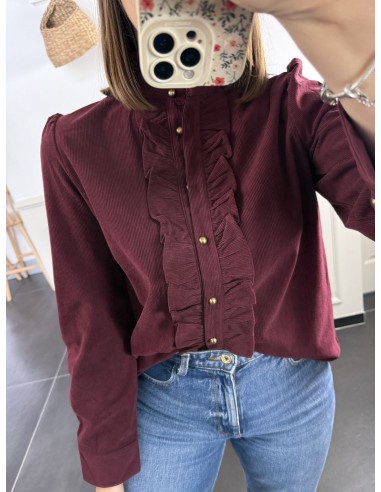 Chemise en velours bordeaux
